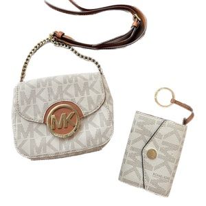 Michael Kors Crossbody Bag + Matching Keychain Wallet